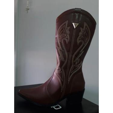 Imagem de Bota feminina texana country chypro rodeio cowboy bico fino cor:tamara