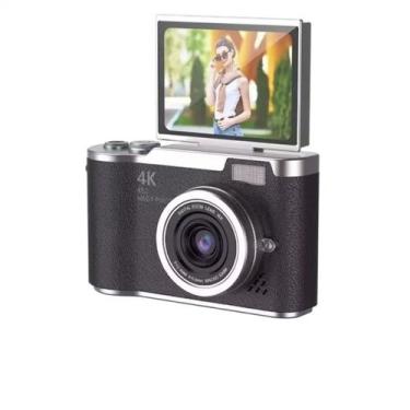 Imagem de Câmera Digital 4K HD Portátil com Tela Giratória Flip 2.4" Zoom 8X Gra