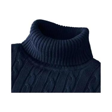 Imagem de Suéter Masculino De Tricô Gola Alta Manga Longa Slim Fit Casual Leve C