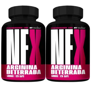 Imagem de Kit 2x Arginina + Beterraba 500mg 120 caps New Four-Unissex