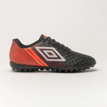 Imagem de Chuteira Society Umbro Illusion, Preto, Laranja, 42