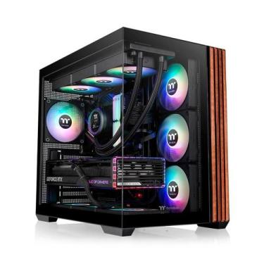 Imagem de Gabinete Gamer Thermaltake View 380 Wood Style Mid Tower ATX Com 4 Fan