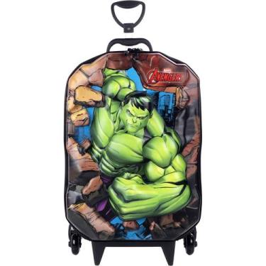 Imagem de Mochila Infantil Hulk Malinha Maxtoy 3D com Rodinhas Diplomata