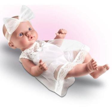 Imagem de Boneca Bebê Rose Ring Reborn Milk Brinquedos, Branca Batizado