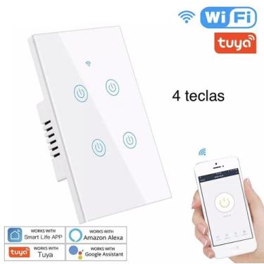 Imagem de Interruptor inteligente smart wi fi alexa - LEDCOM, 4 botões