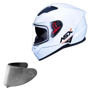 Imagem de Capacete Asx City SV Branco Brilho Oculos + Viseira Prata, Branco Bril