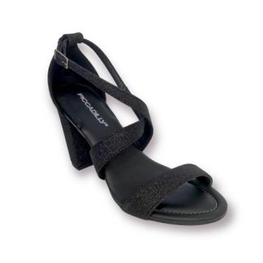 Imagem de Sandália Fem Piccadilly Rafa Preto Glitter 727047-3, 35, Preto