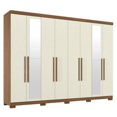 Imagem de Guarda Roupa Casal 8 Portas 4 Gavetas Master New Espelho Pés Jatobá Ar