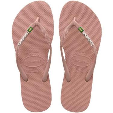 Imagem de Chinelo Havaianas Infantil Menina Slim Brasil Rosa, 27/28, Rosa