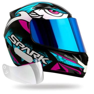 Imagem de Capacete Masculino Feminino Ebf Dragon Tiffany + Viseira Espelhada, 58