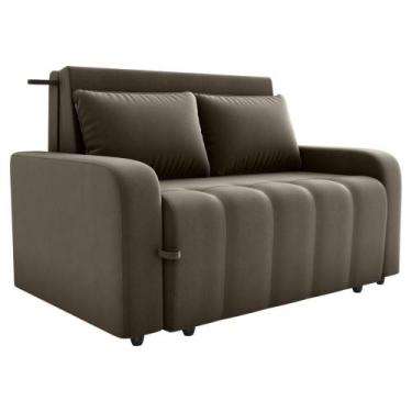 Imagem de Sofa Cama 2 Lugares 138 cm Amora Veludo Maserati Marrom Milani Store, 