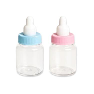 Imagem de Frasco Mamadeira Lembrancinha Plástico 50ML com 10 Unidades Rosa Claro Mirandinha