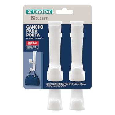 Imagem de Ordene - Gancho Plástico Duplo para Porta, Embalagem com 2 Unidades, Cor Branca, Linha MyCloset