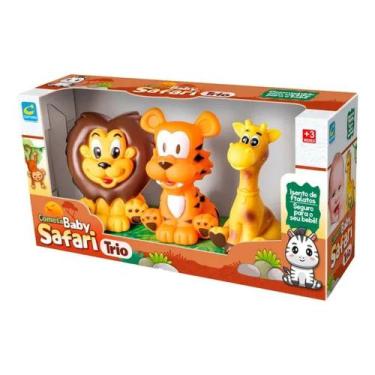 Imagem de Kit 3 Bonecos de Vinil Baby Safari Trio Girafa Leão e Tigre Cometa R48