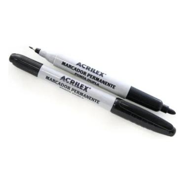 Imagem de Caneta Marcador Permanente Preto - Ponta Dupla - Acrilex, Preto