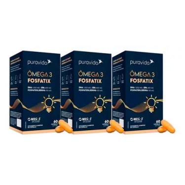 Imagem de 3x Ômega 3 Fosfatix 1000 Mg De Dha 400 Mg De Epa - Pura Vida - Puravid
