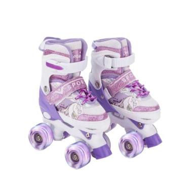Imagem de Patins Infantil 4 Rodas ARCO IRIS Com Luz De Led Top Patins Criança Me
