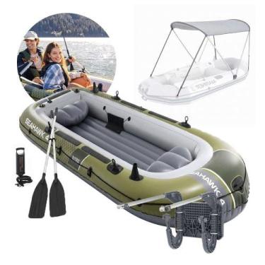 Imagem de Barco Bote Inflável Seahawk 4 com Suporte para Motor e Capota Intex 40