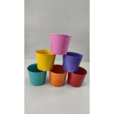 Imagem de 10 Vasos Plástico Coloridos 1 Litro Simples - Congratulations Store