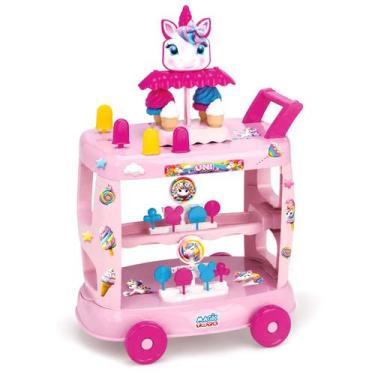 Imagem de Carrinho De Sorvete Unicórnio Infantil Acessórios Completo Com Doces 7