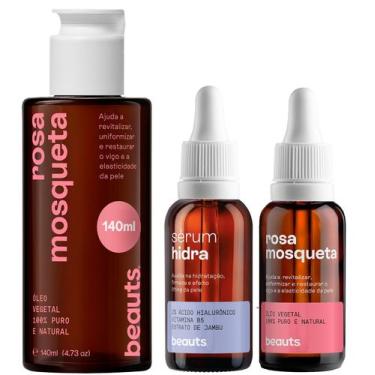 Imagem de Kit Auto Cuidado Serum Facial Acido Skin Care + Óleos Vegetais Rosa Mo