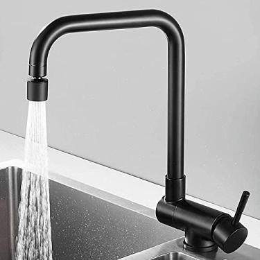 Imagem de Pkfinrd Torneiras de cozinha para janela interna da pia de cozinha com design dobrável preto, modo duplo, giratório a quente e frio