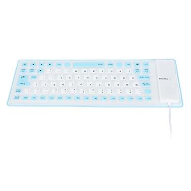 Imagem de Teclado de silicone, botão mudo, teclado dobrável de silicone portátil leve para notebook de PC(azul)