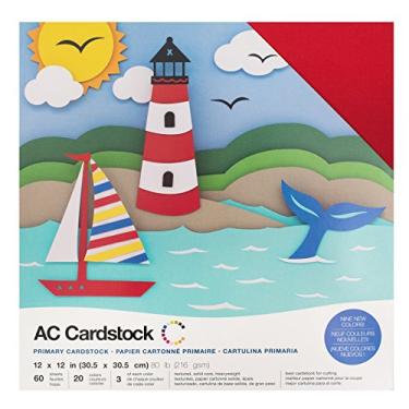 Imagem de American Crafts Pacote sortido Primário 60 folhas de cartolina de 30,5 x 30,5 cm