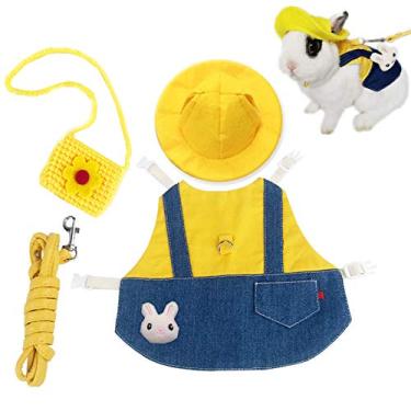 Imagem de Roupas de porquinho da Índia, roupas macias de furão de coelhinho e coleira mini bolsa de chapéu, broche fofo para coleiras de animais pequenos