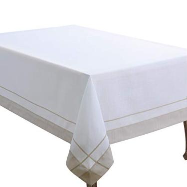 Imagem de SARO LIFESTYLE Coleção Posh Toalha de mesa com borda canelada, 183 cm x 320 cm, natural