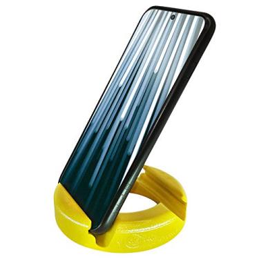 Imagem de GoDonut - Suporte de telefone vitrificado para mesa - Suporte de celular compatível com telefones celulares, tablets, dispositivos eletrônicos de leitura - Multiangular - Amarelo brilhante
