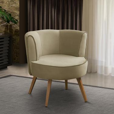 Imagem de Poltrona Para Sala Decorativa Isa Suede Bege Adonai Estofados