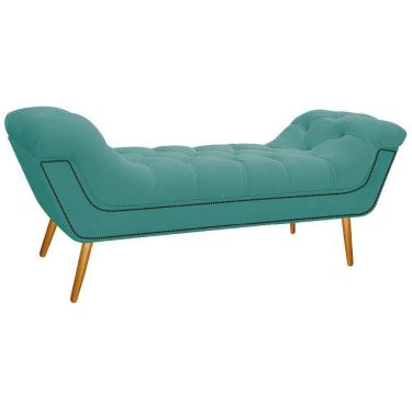 Imagem de Calçadeira Estofada 160Cm Queen Size Suede Azul Tiffany