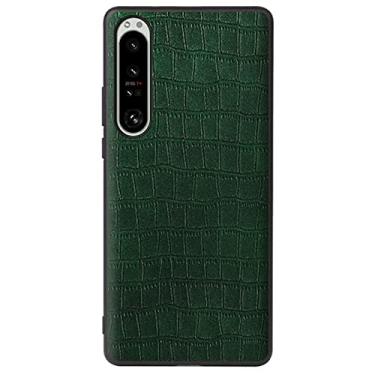 Imagem de Capa para Sony Xperia 1 IV, padrão de crocodilo premium capa de telefone de couro PU capa traseira com proteção de câmera à prova de choque e antiqueda TPU interna, verde