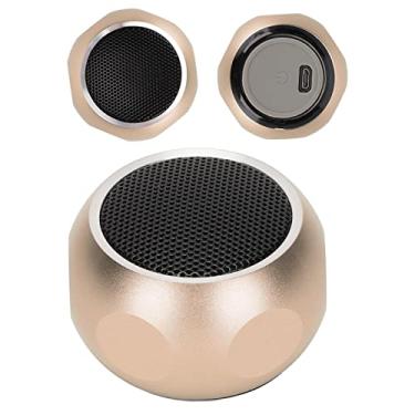 Imagem de Mini alto-falante Bluetooth, pequeno sem fio USB 300mAh portátil metal 2,5h pequeno subwoofer estéreo leitor de música, para banheiro, festa, bicicleta, carro (dourado)