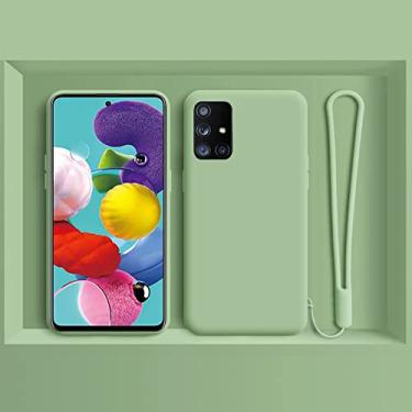 Imagem de Capa de telefone celular de silicone líquido original para Samsung S22 S21 S20 FE S10 Note 20 Ultra A53 A73 A52 A51 A72 A32 Capa de Pulso, Matcha Verde, Para A53 5G