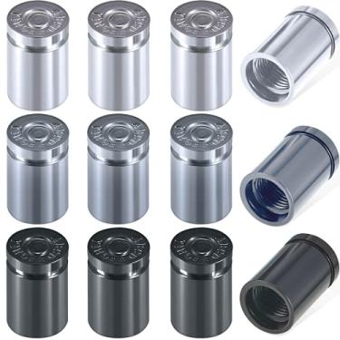 Imagem de 12 peças de tampas de haste de válvula de pneu, tampas de engrenagem de haste de válvula de metal, alumínio, vapor de ar para veículos, carros, caminhões, bicicletas, quadriciclos