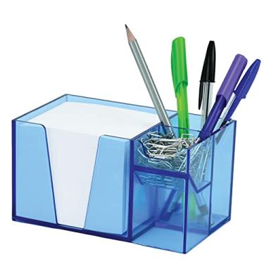 Imagem de Acrimet Organizador de Mesa Porta Lápis, Clips e Lembretes, com Papel Branco Incluso, Cor Azul Clear