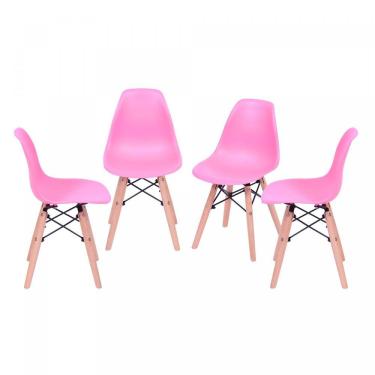 Imagem de Kit 4 Cadeiras Base Madeira Eames Dkr OR Design Rosa