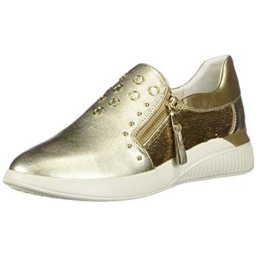 Imagem de Geox Tênis de cano baixo feminino, Ouro - C2005, us-0 / asia size s