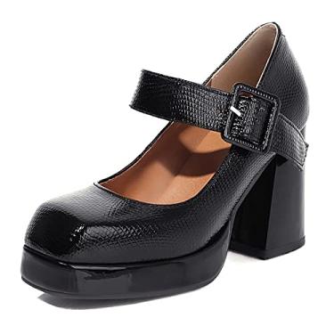 Imagem de Sandália feminina de salto alto salto grosso sandálias de salto alto sandália de festa sapatos de salto alto para mulheres, sapatos de bico redondo sapatos casuais femininos, preto, 37 EU/6US