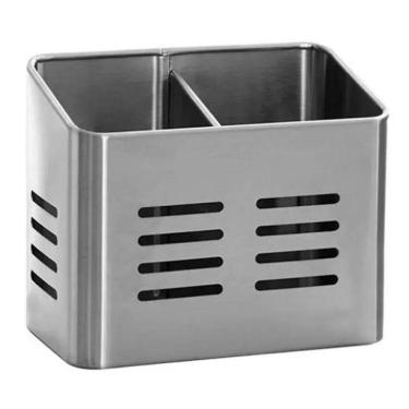 Imagem de Porta Utenseílios Duo Com Dupla Armazenagem Em Inox Prata