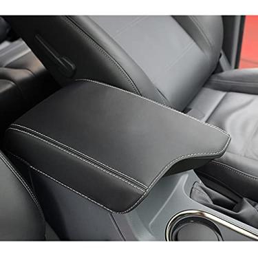 Imagem de INTGET Capa de apoio de braço para console central para acessórios Ford Ranger 2019 2020 2021 2022 2023 capa de assento interior de couro para cães com console central protetor de tampa de apoio de braço (pontos brancos)