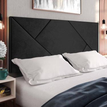 Imagem de Cabeceira Estofada Suede Para Cama Box Casal Queen 1,60 Nicole - Preto - Lojas RPM 