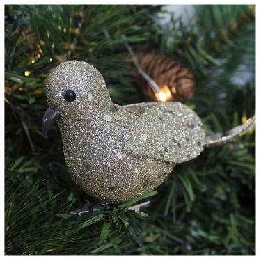 Imagem de Kit 10 Enfeite Decoração Árvore Natal Pomba Dourada Natalina 16cm