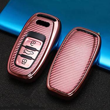 Imagem de CSHU TPU Car Key Case Cover Chaveiro Ring Key Bag, apto para Audi A4 A4L A5 A6 A6L Q5 S5 S7, rosa