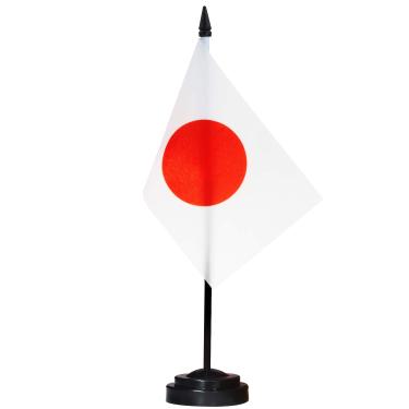 Imagem de Conjunto de bandeiras de mesa ANLEY Japan Deluxe - Bandeira de mesa japonesa em miniatura de 6 x 4 "com pólo sólido de 12" - cores vivas e resistente ao desbotamento - base preta e topo em forma