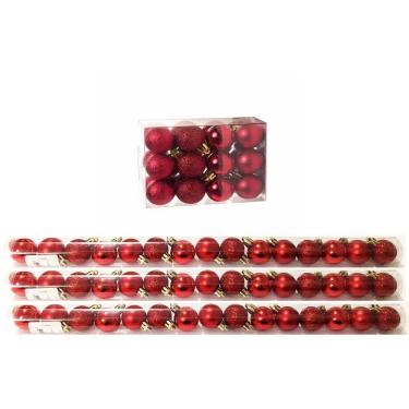 Imagem de Kit 45 Mini Bolas Natal Vermelha Glitter, Fosca, Lisa 3cm - Master Christmas