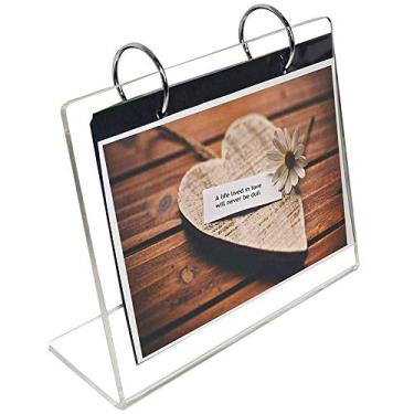 Imagem de Suporte de placa de acrílico inclinado transparente, protetores de cartão de receita 4x6 para exibição de mesa, suporte de menu tipo L, tela dupla, 13 páginas-26 lados, protetor de cartão de foto