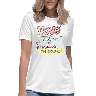 Imagem de Camiseta feminina vovó é amor de mamãe em dobro camisa avó Cor:Branco;Tamanho:GG